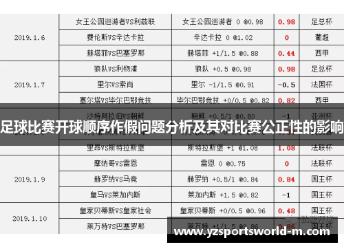 足球比赛开球顺序作假问题分析及其对比赛公正性的影响